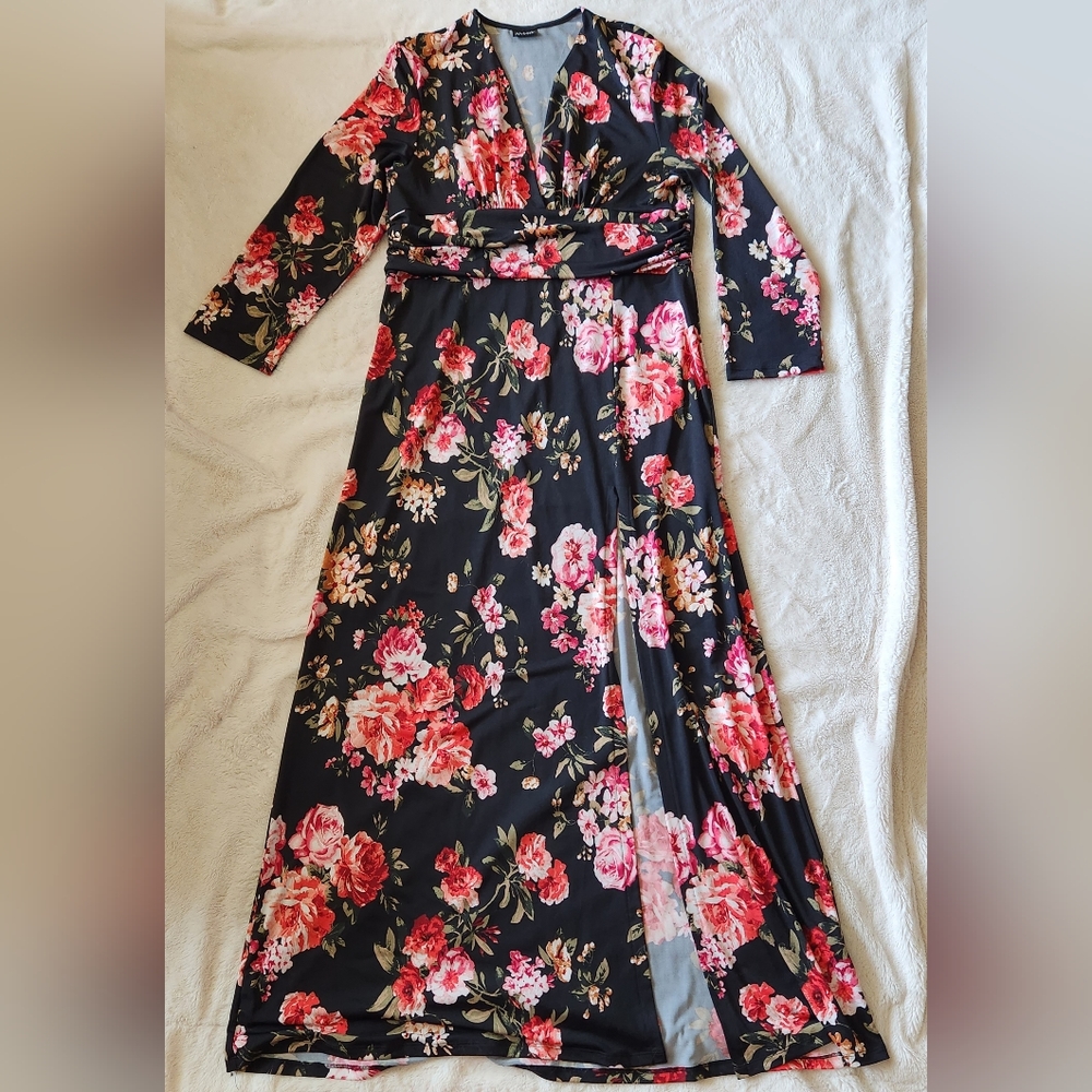 Long Sleeve Floral Maxi Dress XXXL